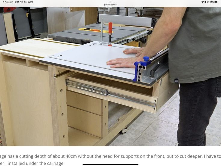 a man working on a table sawing machine