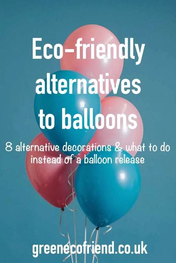 balloons with the words eco - friendly alternatives to balloons on them in front of a blue background