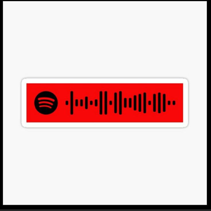 a red and black music equalizer sticker on a white background, with sound waves