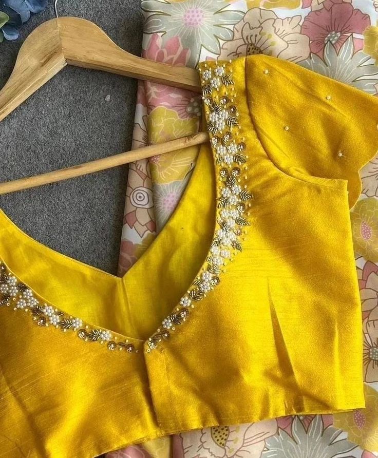 Designer Emblished maggam work customised blouses Fabric: cottonsilk Dispatch: 4 days Price : .1200unstitched 1750stitched Colours and sizes can be customised accordingly Gold Colour Blouse Designs, Hand Work Embroidery Blouse, Yellow Blouse Design, Simple Blouse Designs For Saree, Simple Embroidery Designs Blouse, Yellow Blouse Designs, Blouse Designs High Neck, New Saree Blouse Designs, Traditional Blouse Designs