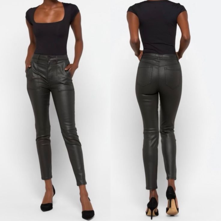 New With Tags Size 30 Some Pulling On The Front, Shown. It Smooths Out Once On Coated Faux Leather Like Jeans/Pants Measurements Are Approximate And Shown In Photos Complete Your Look And Feel Comfortable All Day Long Wearing Sanctuary Hayden Skinny Pant. Sku: #9812542 High Rise Fit. Pull-On Style. Skinny Pant With Four Pocket. Ankle-Grazing Cut. 53% Cotton, 24% Rayon, 19% Lyocell, 4% Spandex. Turn Inside Out, Machine Wash. Imported. Sleek Mid-rise Leather Pants For Work, Mid-rise Fitted Leather Pants For Work, High Waist Leather Pants For Work With Pockets, Fitted Mid-rise Leather Pants For Workwear, High Waist Leather Pants With Pockets For Work, Fitted Mid-rise Leather Pants With Pockets, Tapered Leg Leather Pants With Pockets For Night Out, Leather Tapered Leg Pants With Pockets For Night Out, Elegant Fitted Leather Pants With Pockets