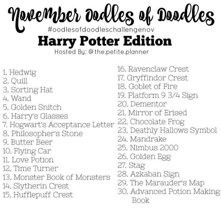 harry potter's order list with the names and dates for each item in it