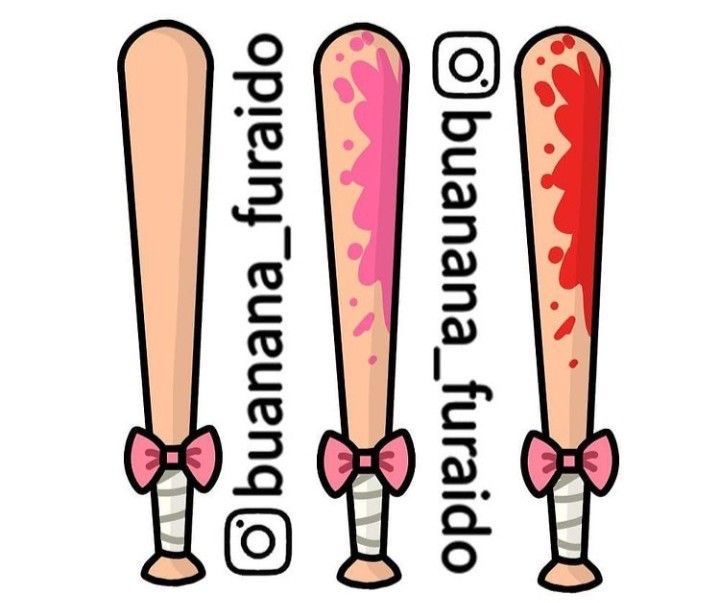 three different types of baseball bats with the names and numbers on them, one is pink