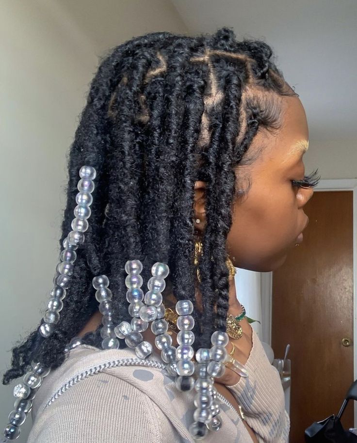 Locs With Beads, Short Locs Hairstyles, Faux Locs Hairstyles, Hair Flip, Dreadlock Hairstyles, Hair Decorations, Locs Hairstyles, Hair Beads, Black Girls Hairstyles