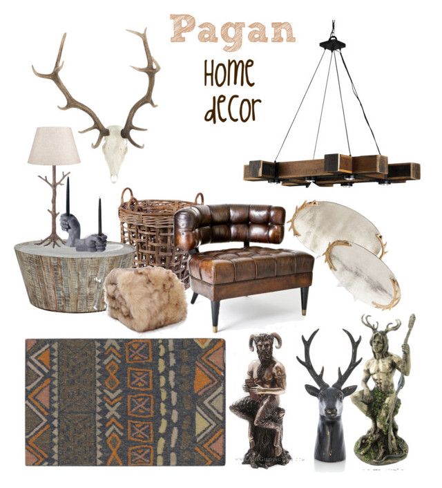 an image of a living room with deer head decor