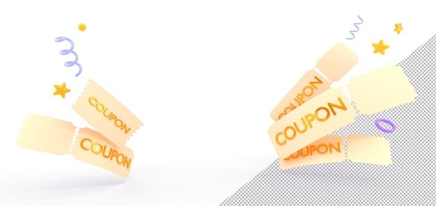 two pieces of paper that say coupon and confetti on top of each other