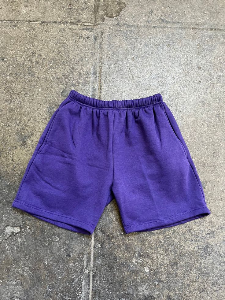 The super comfy Fleece Shorts. Made from our thick fleece material. Featuring an elastic waist, pockets and drawstrings. Please see last photo slide for full size chart Made from 50% Cotton 50% Polyester Check out our other listings for more colors and other streetwear styles. For news and product updates give us a follow on instagram at brandonthorne.us. Cheap Purple Shorts With Pockets, Cozy Solid Color Bottoms For Leisure, Cozy Solid Color Leisure Bottoms, Short Fleece Bottoms For Loungewear, Comfy Streetwear Bottoms With Elastic Waistband, Purple Bottoms With Elastic Waistband For Streetwear, Casual Short Sweatpants For Leisure, Basic Solid Color Athletic Shorts For Loungewear, Basic Athletic Shorts For Loungewear