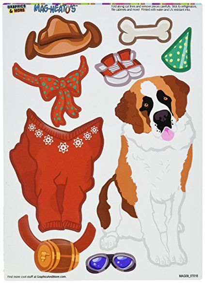 a paper cutout of a dog with hats and sunglasses