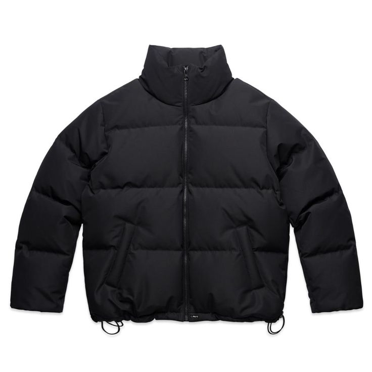 The Women's Puffer Jacket, a relaxed-fit essential crafted from heavy weight 100% recycled polyester with an 80% down 20% feather fill. Features include a stand collar, YKK zip, and water-resistant construction. Perfect for warmth and sustainability, with 630 Fill Power RDS certified down.  Care Instructions Hand wash only. Do not tumble dry. Do not dry clean. Do not iron. Line dry. Streetwear Nylon Puffer Jacket With Ribbed Cuffs, Nylon Puffer Jacket With Ribbed Cuffs For Streetwear, Solid Nylon Puffer Jacket For Streetwear, Functional Winter Puffer Jacket, Urban Solid Down Outerwear, Functional Puffer Outerwear In Solid Color, Functional Solid Puffer Outerwear, Urban Puffer Jacket For Streetwear, Functional Down Puffer Jacket With Ribbed Cuffs