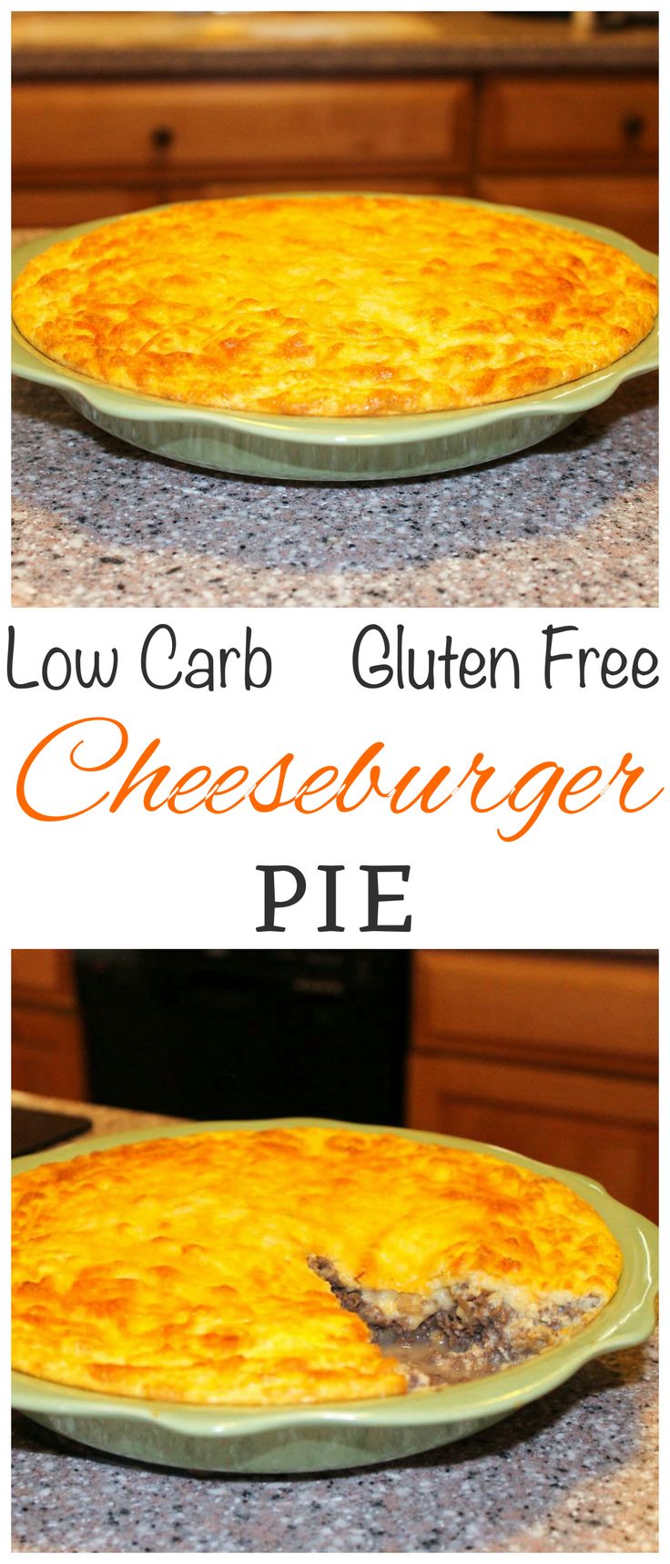 low carb, gluten free cheeseburger pie is ready to be eaten