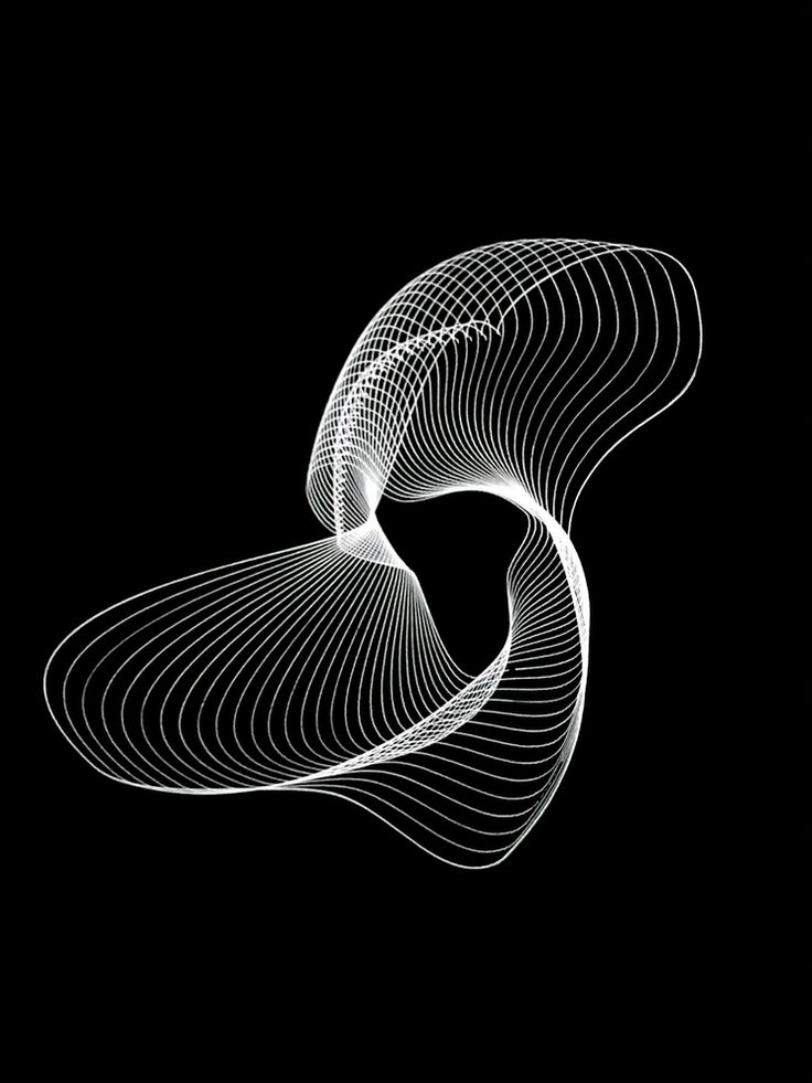 a black and white photo with lines in the shape of an abstract spiral on a dark background