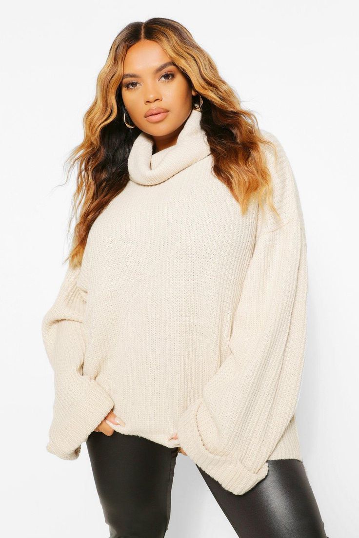 Womens Plus Chunky Turtleneck Oversized Sweater - beige - 24-26 - boohoo Plus You’ll find full on fashion for the fuller figure with the boohoo Plus range. Delivering directional designs for UK sizes 16 to 24, this ultra-flattering collection combines perfectly proportioned fits with statement styles so that you can stay on top of this season’s trends. Summer Outfits Midsize, Chick Style, Chunky Turtleneck, Winter Tees, Carol Tuttle, Everyday Fits, Plus Size Sweater, Sweater Chunky, Oversized Turtleneck Sweater