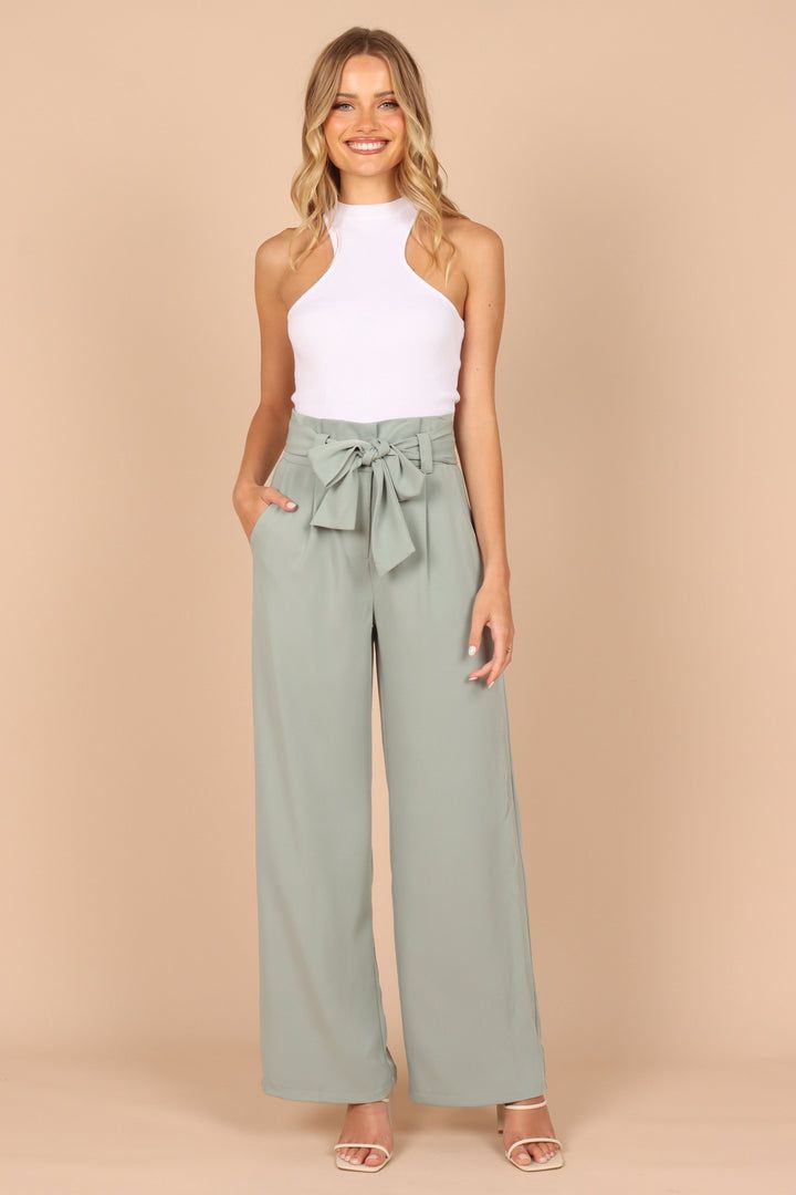 Kieran Pants - Sage Green - Petal & Pup USA Sage Green Pants, Satin Dresses Long, Satin Dresses Long Sleeve, Petal And Pup, Black Tie Wedding Guests, White Dress Shoes, Style Pant, Essential Dress, Crop Top Tees