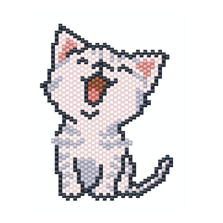 a cross stitch pattern of a white cat