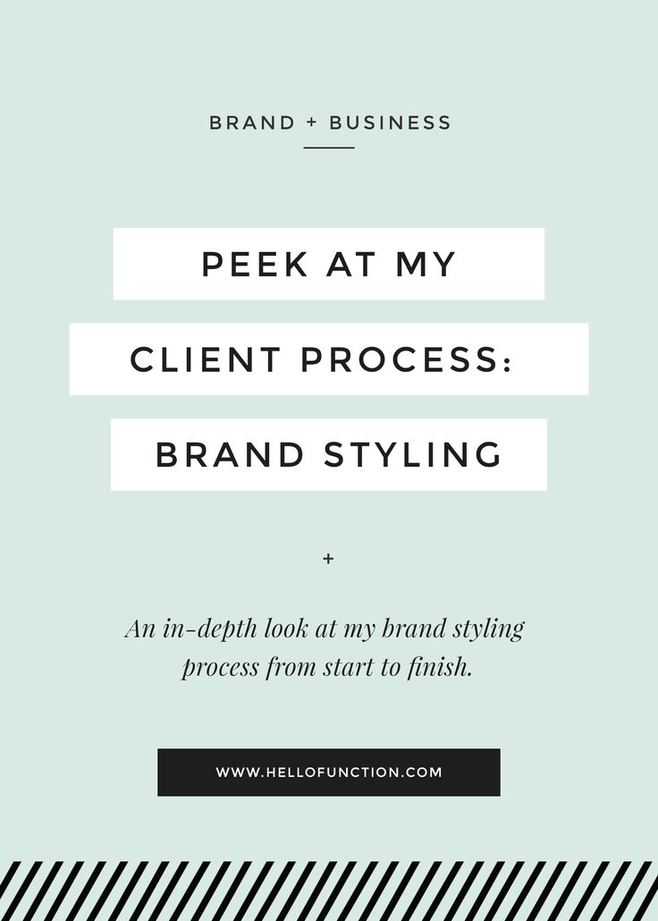 a white and black business card with the words peek at my client process brand styling