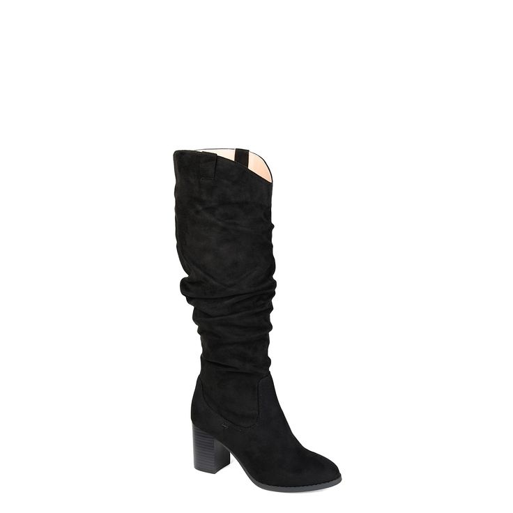 Journee Collection-Aneil Boot Meet your new staple for the whole cool weather season: the Aneil boot from Journee Collection! Featuring a slouchy design and subtle western styling, this knee high will pair perfectly with a sweater dress and your favorite scarf. Click here for Boot Measuring Guide. Western Heeled Boots With Stacked Heel For Winter, Western Style Heeled Boots For Fall Workwear, Casual Heeled Boots With Medium Width For Winter, Chic Mid-calf Heeled Boots For Fall, Casual Wide Calf Boots For Winter, Casual Wide Calf Winter Boots, Casual Mid-calf Boots For Spring Workwear, Casual Mid-calf Boots For Winter Workwear, Casual Mid-calf Boots For Fall