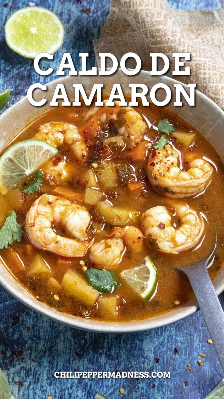 Caldo De Camaron served in a bowl Seven Seas Soup Mexican, Mexican Shrimp Soup Authentic, Shrimp Soup Mexican, Mexican Shrimp Soup, Mexican Seafood Soup, Holiday Seafood Recipes, Mexican Soups, Spicy Soup Recipes, Shrimp Soup Recipes