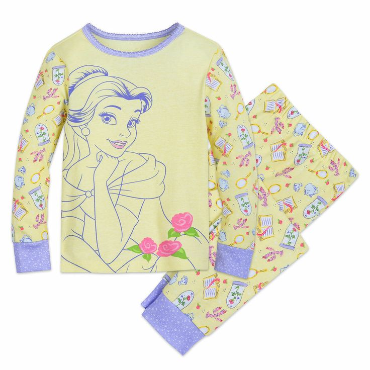 Disney Store Princess Belle  2 PC Tight Fit Cotton Pajama Shirt Pants Set  Girl Size 5 For child's safety, garment should fit snugly These pajamas fit snugly and tightly Loose-fitting garment is more likely to catch fire This garment is not flame resistant Infants, Toddlers, & Kids Size (approx) Alpha Height in Inches Weight in lbs Age Chest in Inches Waist in Inches 0-3m   up to 22" up to 11 lbs 0-3 mos     3-6m   22-25" 11-15 lbs 3-6 mos     6-9m   25-27" 15-18 lbs 6-9 mos     12m   27-29" 18- Kids Evening Gowns, Disney Pjs, Theme Bedrooms, Disney Princess Babies, Girls Pjs, Disney Belle, Disney Pajamas, Belle Disney, Girl Sleeping