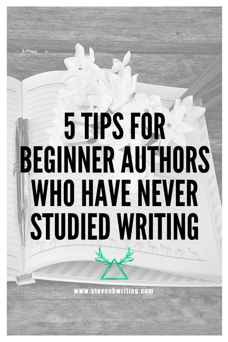 an open book with the title 5 tips for beginners authors who have never studded writing