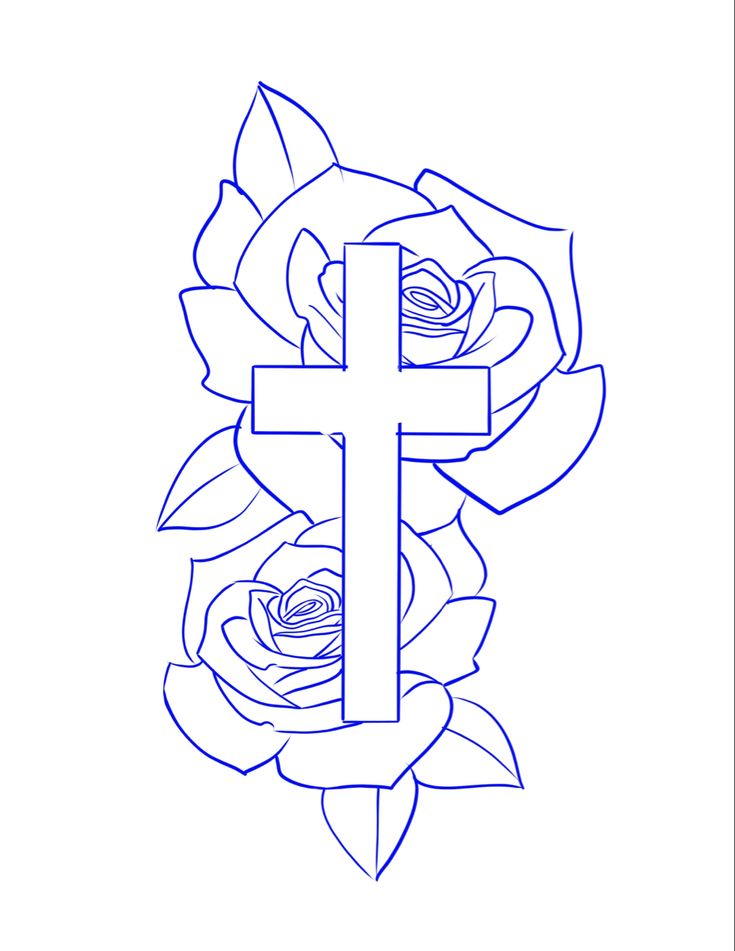 a cross with roses on it