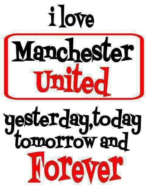 the words i love manchester united are written in red and black on a white background