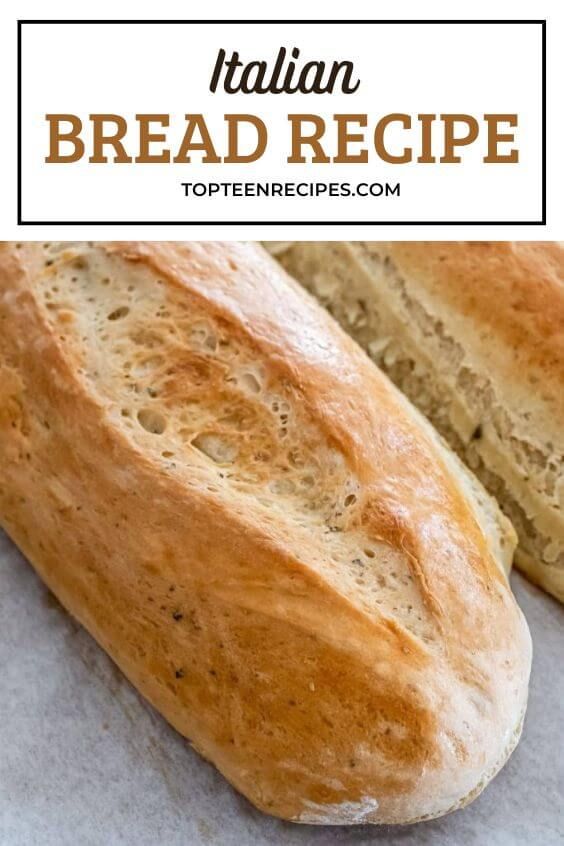 two loaves of bread sitting on top of a piece of parchment paper with the words italian bread recipe