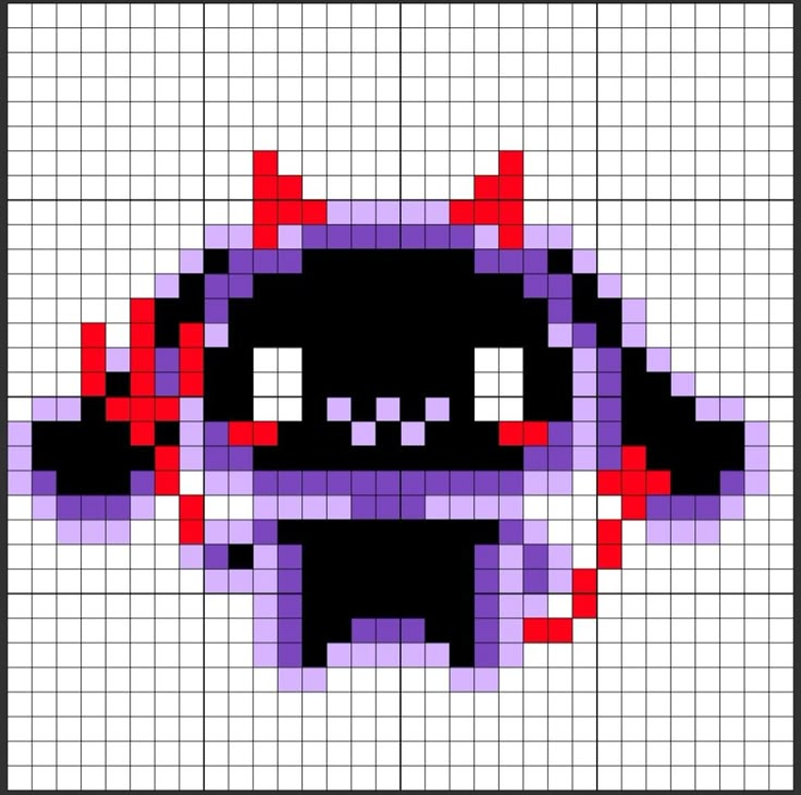 the pixel art is designed to look like an old school video game character with horns and eyes