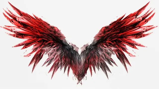 red and black wings on a white background