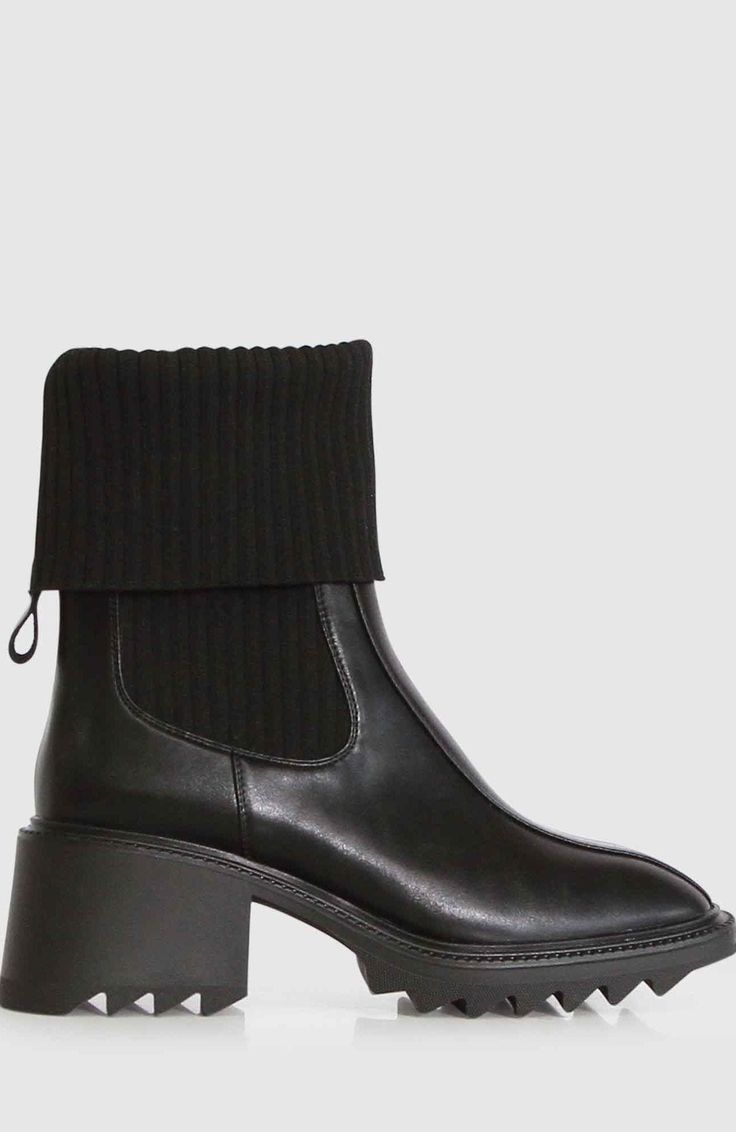 The Perfect Illusion Knit Boot is a cosy update of the classic Chelsea boot with an extra chunky rib sock-like panel that can be worn up or folded down to ensure you can stay comfy no matter what outfit you're wearing. Do Not Wash Do Not Bleach Do Not Dry Clean Wipe With Damp Cloth Specialist Leather Clean Recommended Perfect Illusion, Knit Boot, Boho Men, Cowhide Bag, Linen Fashion, Knit Boots, Rounded Square, Boho Leather, Flats For Sale