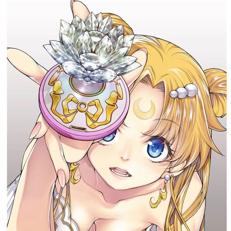 an anime character with blue eyes holding a crystal ball