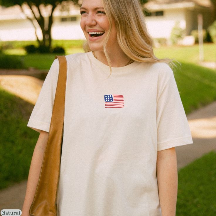 Minimalist American Flag Shirt,USA Flag Shirt, 4th of July Tee, Patriotic Shirt,America Flag Shirt, Red White and Blue,Aesthetic America Tee Bella Canvas 3001 Unisex T-Shirt ✨ For an oversized look, you can order 2 sizes larger than your normal size ✨ You can contact me for more color, size and product options 💝 PRODUCT DETAILS 💝 - 100% cotton - Classic fit - Runs true to size - Light fabric (4.2 oz/yd² (142 g/m - Tear-away label 💝 CARE INSTRUCTIONS 💝 - Machine wash: cold (max 30C or 90F) - Red White And Blue Aesthetic, White And Blue Aesthetic, Patriotic Shirt, America Flag, American Flag Shirt, Aesthetic Clothing, Patriotic Shirts, Flag Shirt, Blue Aesthetic