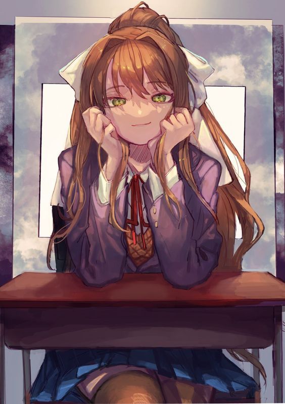 Ddlc Monika Fanart, Monica Ddlc, Doki Doki Literature Club Fanart, Monika Ddlc Fanart, Ddlc Monika, Monika Ddlc, Doki Doki Literature Club, Psychological Horror, Cute Games