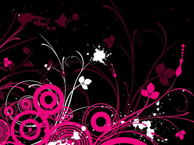 an abstract pink and black background with flowers