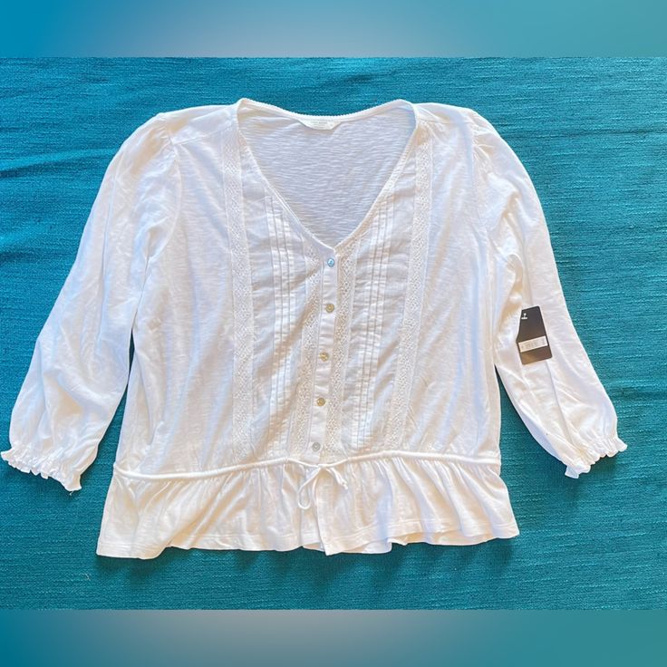 Nwt Unworn White Lucky Brand Peasant Blouse Offers Welcome! No Trades Please Let Me Know If You Have Any Questions White Peasant Blouse With Relaxed Fit, Casual Button-up Peasant Top For Fall, White Relaxed Fit Peasant Blouse, Peasant Tops For Daywear In Fall, Peasant Tops For Fall Daywear, Fall Peasant Style V-neck Top, V-neck Peasant Top For Daywear, Peasant Style Long Sleeve Tops For Daywear, Peasant Long Sleeve Tops For Daywear