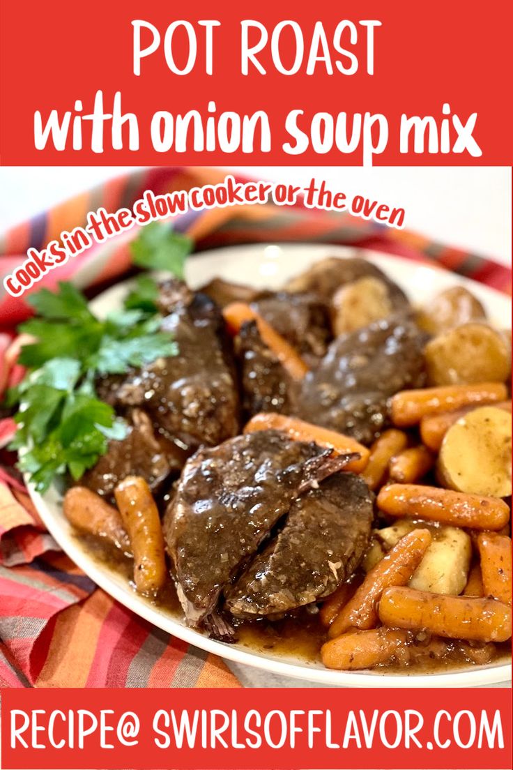 pot roast with onion soup mix on a plate