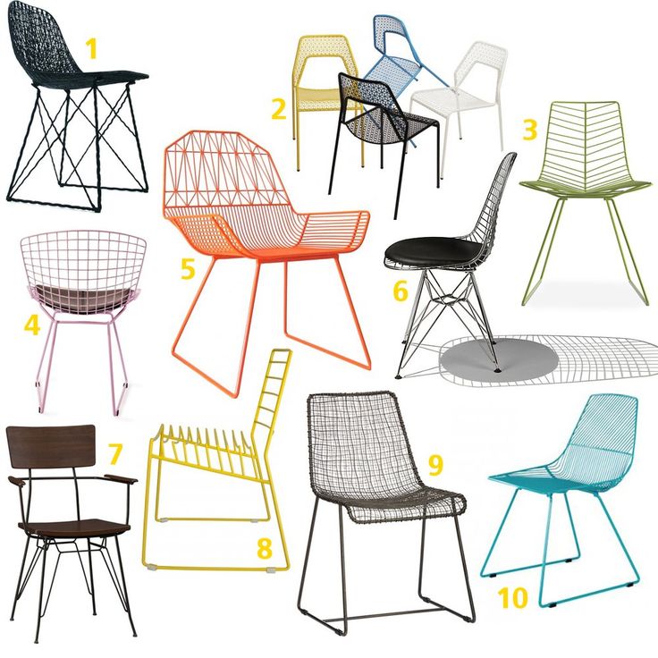 the different types of chairs are shown in various colors and sizes, including one for each chair