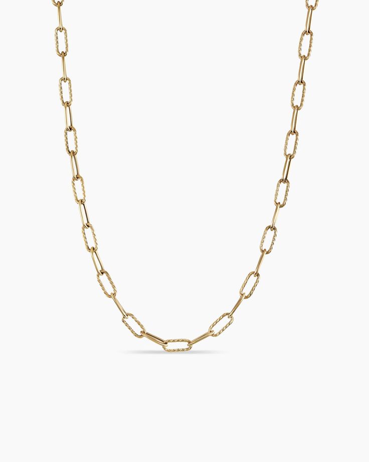 DY Madison Chain Necklace in 18K Yellow Gold, 4mm David Yurman Necklace, Fringed Belt, 18k Gold Chain, Gold N, Chain Strap Bag, Yellow Gold Necklace, Floral Shoes, Button Earrings, Gold Collection