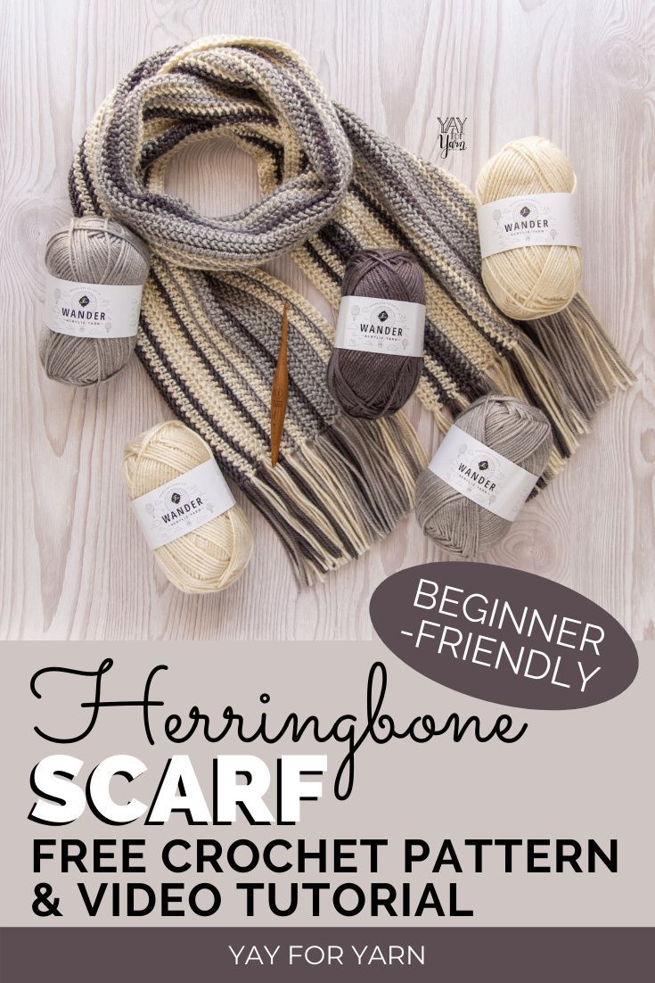 the beginner friendly scarf and crochet pattern is shown with yarn on it