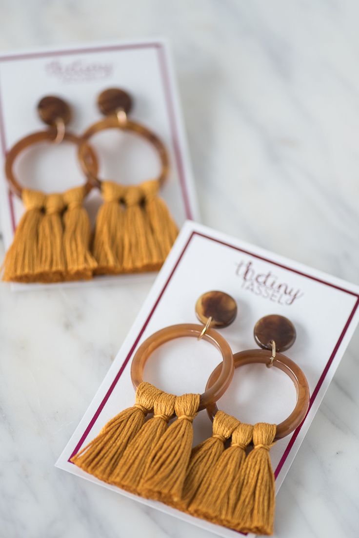 The Middleton Tassel Earring - TheTinyTassel Tassel Earring, Chestnut Color, Blue Tassel, Macrame Earrings, Tassel Jewelry, Statement Earring, Macrame Projects, Macrame Jewelry, Jewelry Inspo