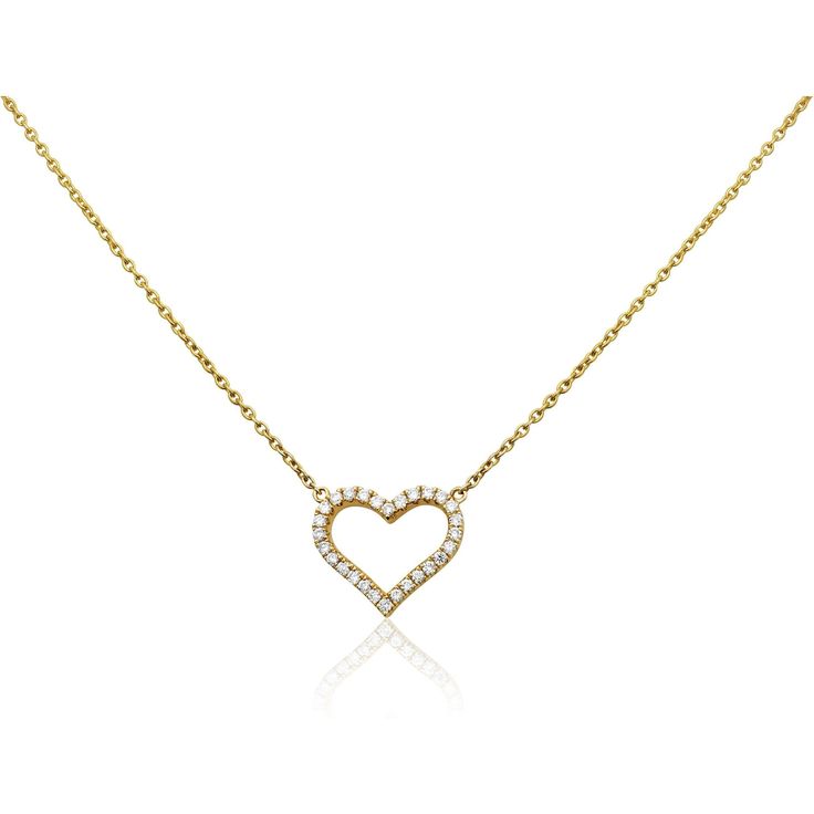 Roman & Jules 14K Yellow Gold Heartfelt Embrace Diamond Necklace - 0.20 Carat Total Diamond Weight Yellow Gold Heart Necklace With Brilliant Cut Pendant, Elegant 14k Gold Diamond Necklace For Valentine's Day, Heart-shaped Yellow Gold Diamond Necklace, Yellow Gold Heart Necklace With Brilliant Cut, Heart Shaped Yellow Gold Diamond Necklace, Elegant Yellow Gold Double Heart Diamond Necklace, Yellow Gold Brilliant Cut Heart Necklace, Formal Heart-shaped Yellow Gold Diamond Necklace, Formal Yellow Gold Heart Necklace