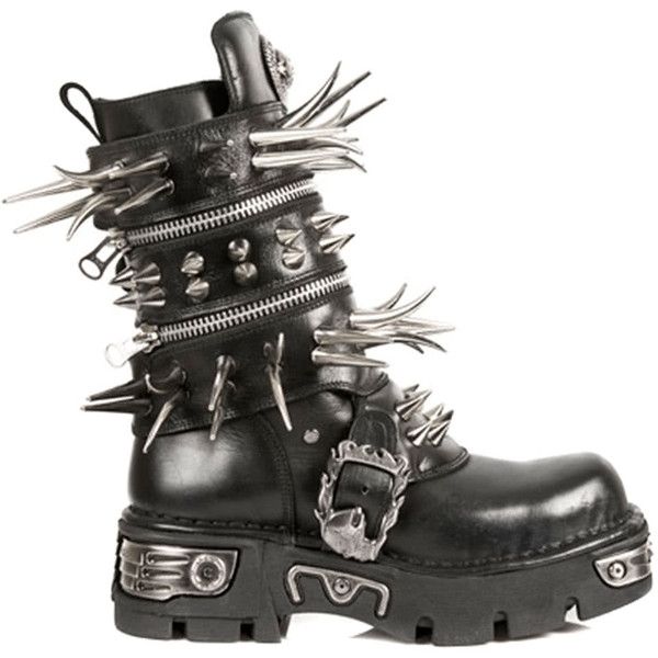 New Rock Style M.280-S1 Long Spike Boots (Black) ($425) �❤ liked on Polyvore featuring shoes, boots, black spiked shoes, gothic shoes, spike shoes, kohl boots and long shoes Spike Boots, Kohls Boots, Spikes Fashion, New Rock Boots, Rock Boots, Goth Shoes, Goth Boots, Gothic Boots, Punk Shoes