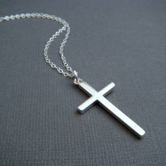 Silver Cross Necklace. LARGE. Sterling Silver Smooth Modern | Etsy Cross Pendant For Men, Silver Cross Necklace, Sterling Silver Cross Necklace, Large Pendant Necklace, Pendant For Men, Sterling Silver Cross Pendant, Silver Cross Pendant, Christian Jewelry, Modern Cross