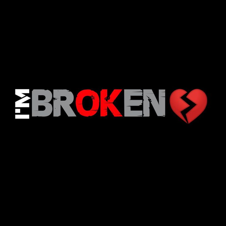 the broken logo is shown in red and white on a black background with an arrow