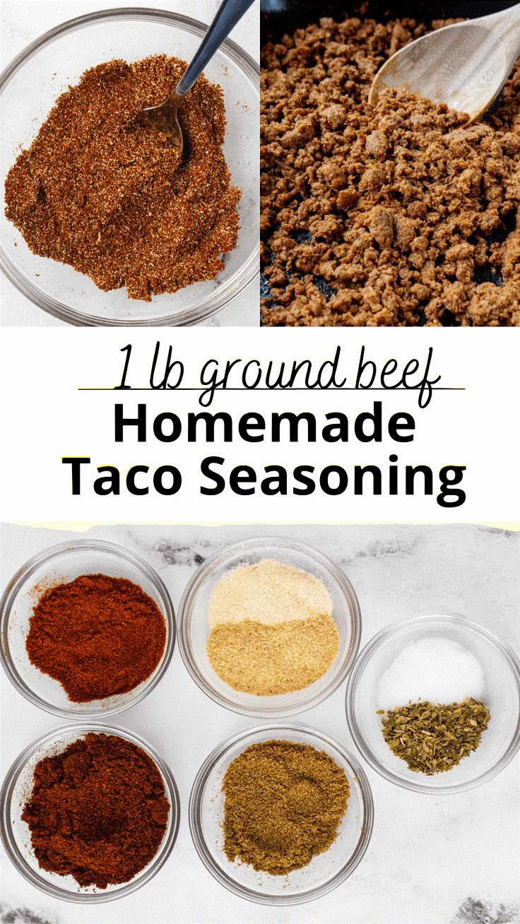 the ingredients for homemade taco seasoning in bowls