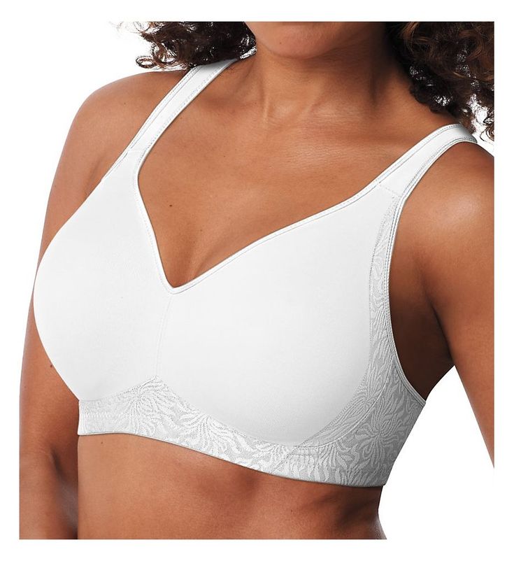 This wireless bra offers smoothing support with seamless styling. Made of a new fusion fabric for a lightweight feel and continuous support. Wireless, molded, lined, unpadded cups support and shape the breasts. Seamless cups have side support panels for extra lift and centering. Cool Dri two-ply fabric in the cups keeps you cool and dry. Floral jacquard sides and back are seamless, and smooth any bulges or ripples for a smooth look under clothes. Wide, padded center-pull comfort straps adjust in Playtex Bras, Subtle Nails, Cute Bras, Closet Ideas, Floral Jacquard, Seamless Bra, Wireless Bra, Support Bras, Sewing Project