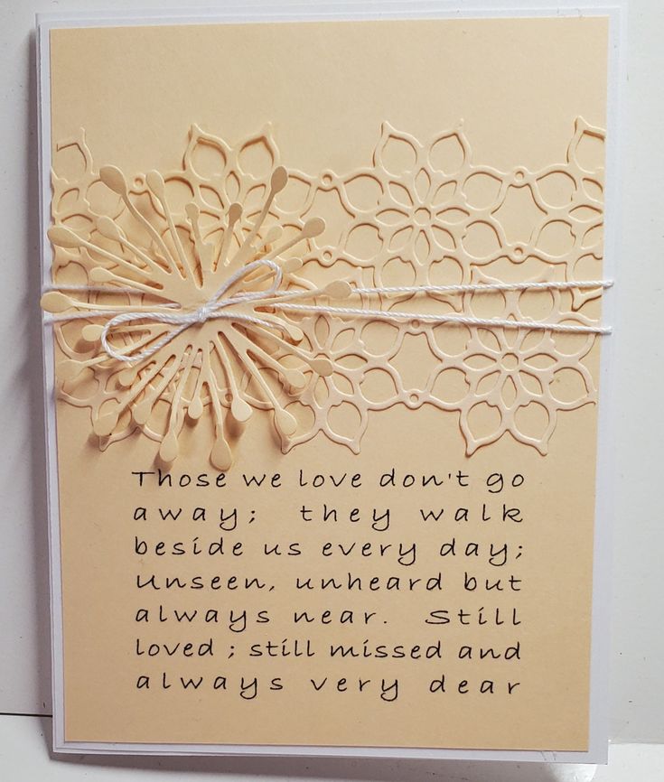 a handmade card with a poem written on it