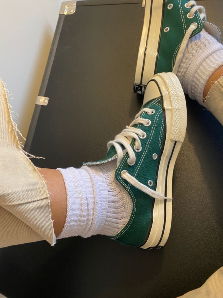 Green Sneakers Aesthetic, Classic Green Sneakers For Streetwear, Green Low-top Sneakers For Streetwear, Green Streetwear Sneakers, Green Converse Sneakers For Streetwear, Alcohol Pictures, Converse 70s, Green Sneakers, Clothing Material