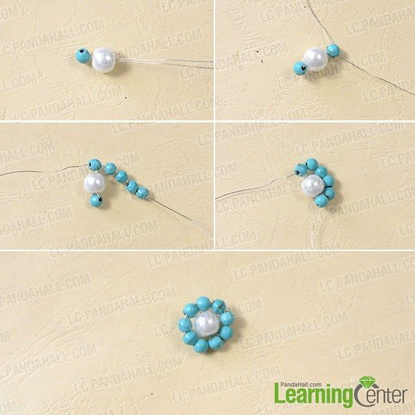 how to make bead flowers with blue and white beads