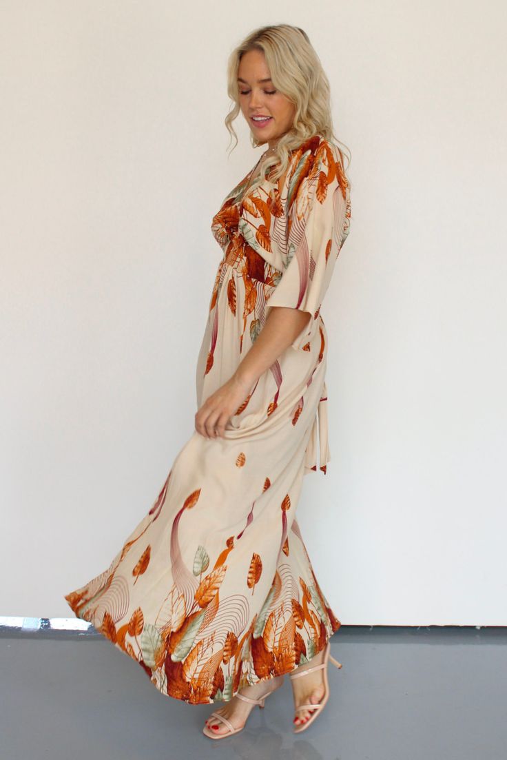 Out Of The Woods Maxi Dress Multi SKU | 93929 Fit | True to size Bust | Relaxed Waist | Relaxed Length | To ankle - maxi Fabric | Rayon Maxi Length Fall Vacation Dresses, Beach Maxi Dress For Fall, Spring Beige Maxi Dress, Casual Printed Floor-length Maxi Dress, Spring Bohemian Ankle-length Dress, Fall Beach Maxi Dress, Fall Floral Print Maxi Dress With Short Sleeves, Short Sleeve Maxi Dress With Floral Print For Fall, Floor-length Maxi Dress For Fall Vacation