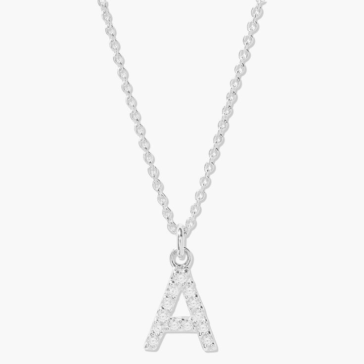 Make an impression with this sparkling Blaire Diamond Initial Pendant. This dainty diamond charm necklace is perfect for adding a personalized touch to any outfit, whether you're treating yo'self or surprising someone special. Available in sterling silver or 14k gold vermeil 16" cable chain Initial size: 3/8" tall, width varies Spring-ring clasp 1mm diamonds This is an uppercase only font, lowercase letters entered will be produced as uppercase This item is FINAL SALE SKU: BYND0005 Silver Sterling Silver Initial Necklace, Dainty White Gold Initial Pendant Necklace, Dainty White Gold Necklace With Initial Pendant, Sterling Silver Necklace With Delicate Initial Pendant, Sterling Silver Necklace With Initial Pendant And Delicate Chain, Classic Sterling Silver Initial Necklace With Diamond Accents, Classic Sterling Silver Initial Necklace With Delicate Chain, Sterling Silver Initial Necklace With Diamond Accents For Anniversary, Anniversary Sterling Silver Initial Necklace With Diamond Accents